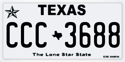TX license plate CCC3688