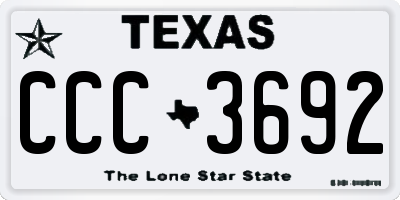 TX license plate CCC3692