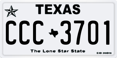TX license plate CCC3701