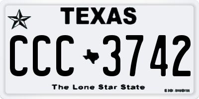 TX license plate CCC3742