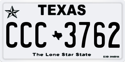 TX license plate CCC3762