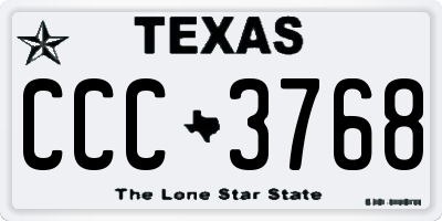 TX license plate CCC3768
