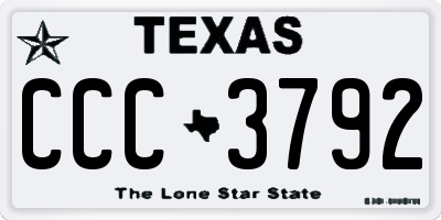 TX license plate CCC3792