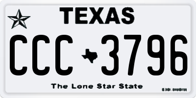 TX license plate CCC3796