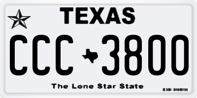 TX license plate CCC3800