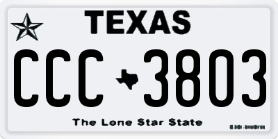 TX license plate CCC3803