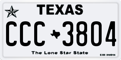 TX license plate CCC3804