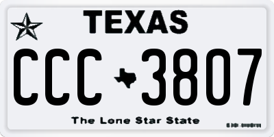 TX license plate CCC3807