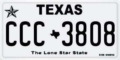 TX license plate CCC3808