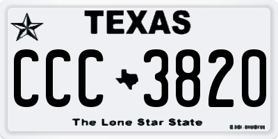 TX license plate CCC3820