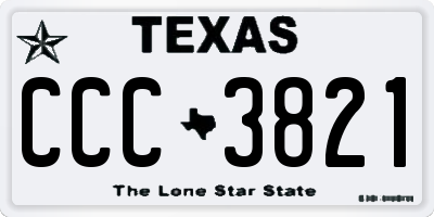 TX license plate CCC3821