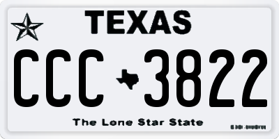 TX license plate CCC3822