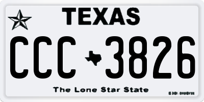 TX license plate CCC3826