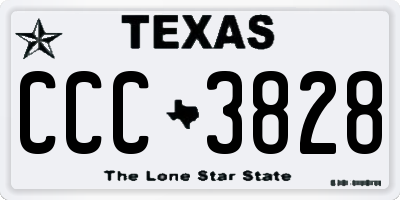 TX license plate CCC3828