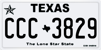 TX license plate CCC3829