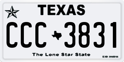 TX license plate CCC3831
