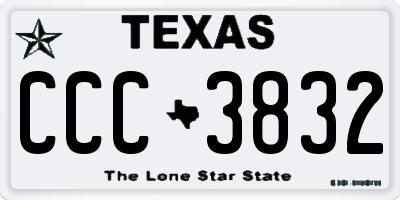 TX license plate CCC3832