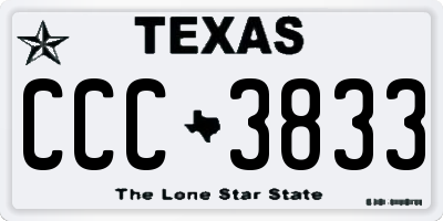 TX license plate CCC3833
