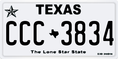 TX license plate CCC3834
