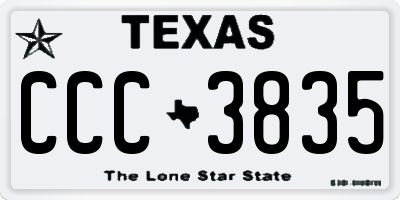 TX license plate CCC3835