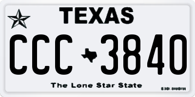 TX license plate CCC3840