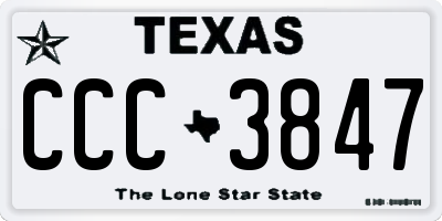 TX license plate CCC3847