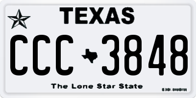 TX license plate CCC3848