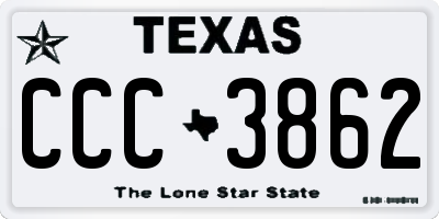 TX license plate CCC3862