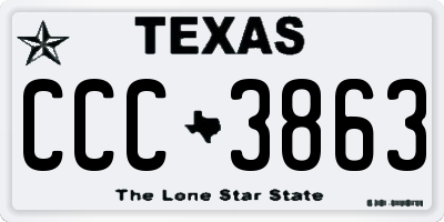 TX license plate CCC3863