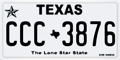 TX license plate CCC3876