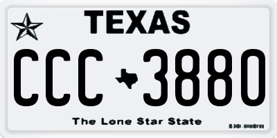 TX license plate CCC3880