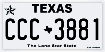 TX license plate CCC3881