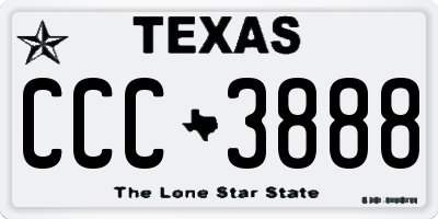 TX license plate CCC3888