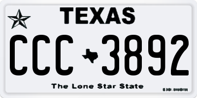 TX license plate CCC3892
