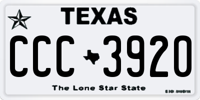 TX license plate CCC3920