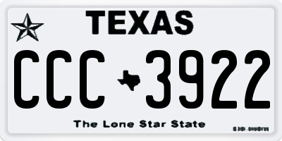 TX license plate CCC3922