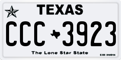 TX license plate CCC3923