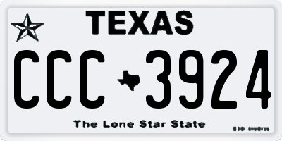 TX license plate CCC3924