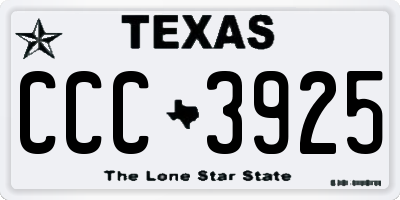 TX license plate CCC3925