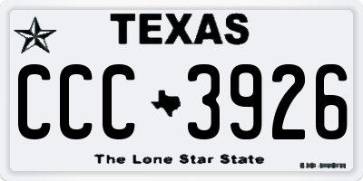 TX license plate CCC3926