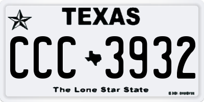 TX license plate CCC3932