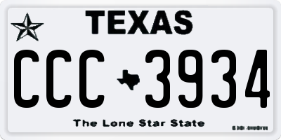 TX license plate CCC3934