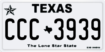 TX license plate CCC3939