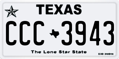 TX license plate CCC3943
