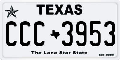 TX license plate CCC3953