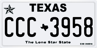 TX license plate CCC3958