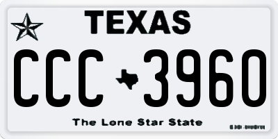 TX license plate CCC3960