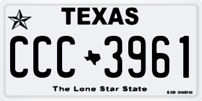 TX license plate CCC3961