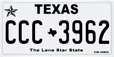 TX license plate CCC3962
