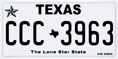 TX license plate CCC3963